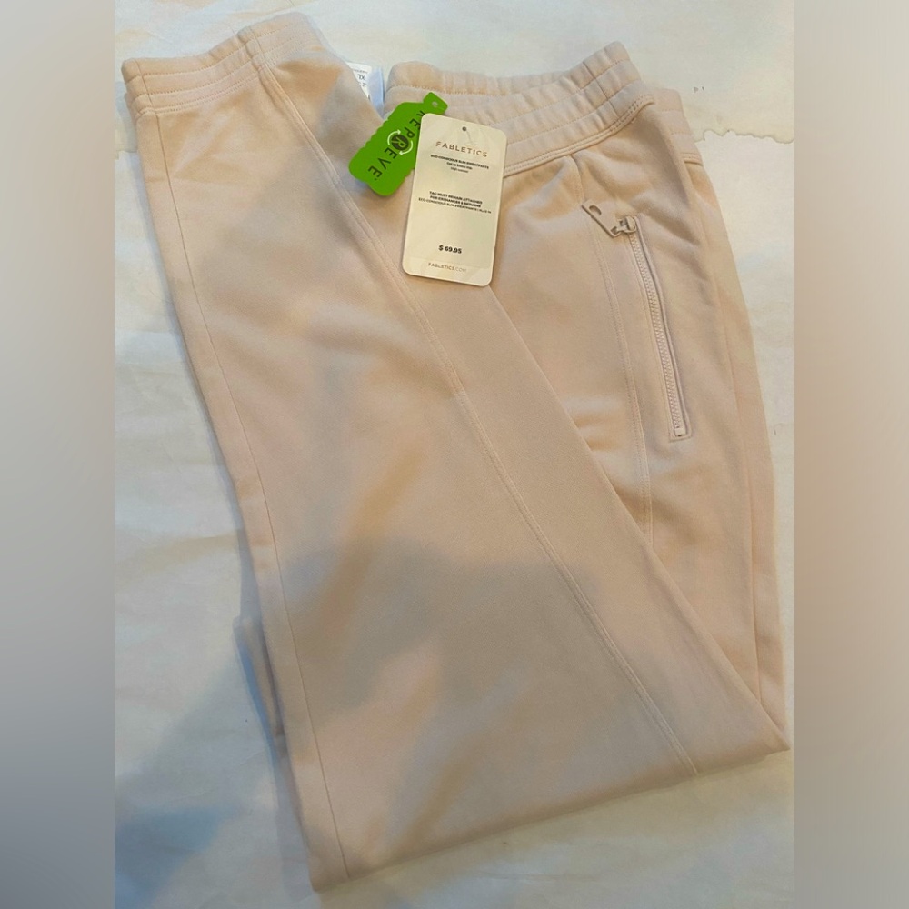 Fabletics Eco-Conscious High Waisted Slim Sweatpants Joggers soft pink XL NWT